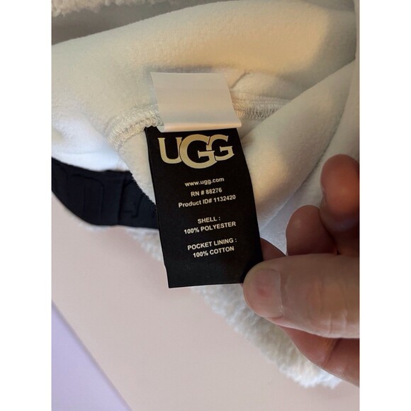 NWT UGG Mens Size Large Eckard UGG Fluff Sherpa Shorts White And Gray Pullon - Picture 8 of 11